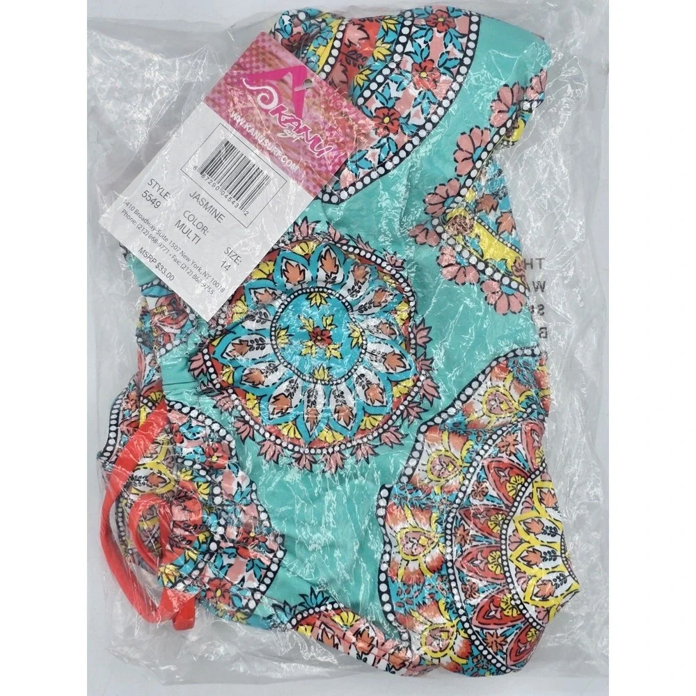 Kanu‎ Surf Girls' Jasmine Beach Sport Halter One Piece Swimsuit, Multi Sz 14